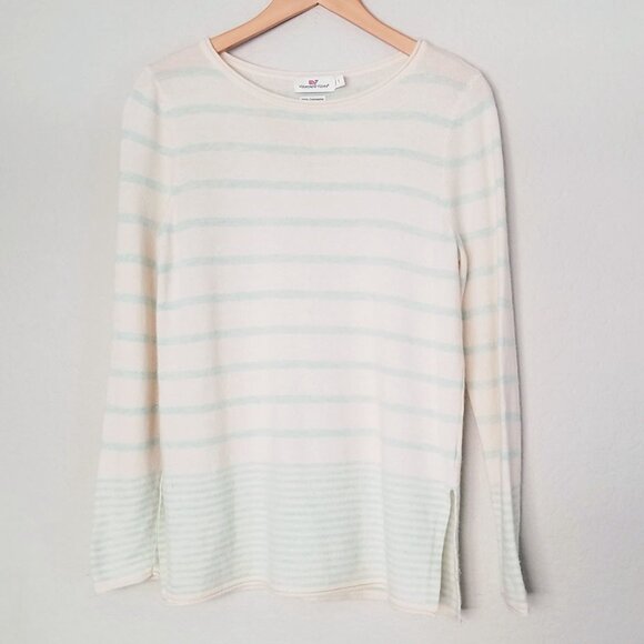 Vineyard Vines S Merino Wool Cashmere Multi Stripe Boatneck Sweater Cream $148 - Picture 4 of 16